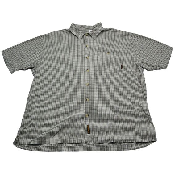 Timberland Shirt Mens Large Blue Tan Outdoor Workwear Weathergear Button Up - Picture 1 of 14